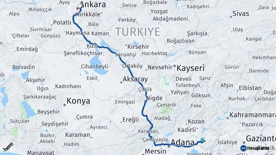 Osmaniye Mamak Ankara Arası Kaç Km - Yol Haritası