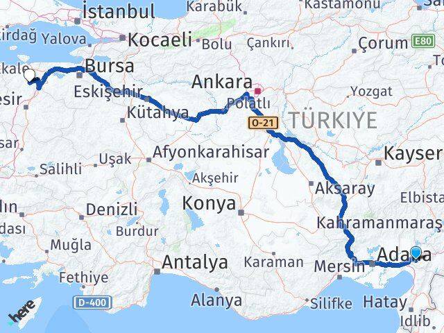 Osmaniye Manyas Balıkesir Arası Kaç Km - Yol Haritası