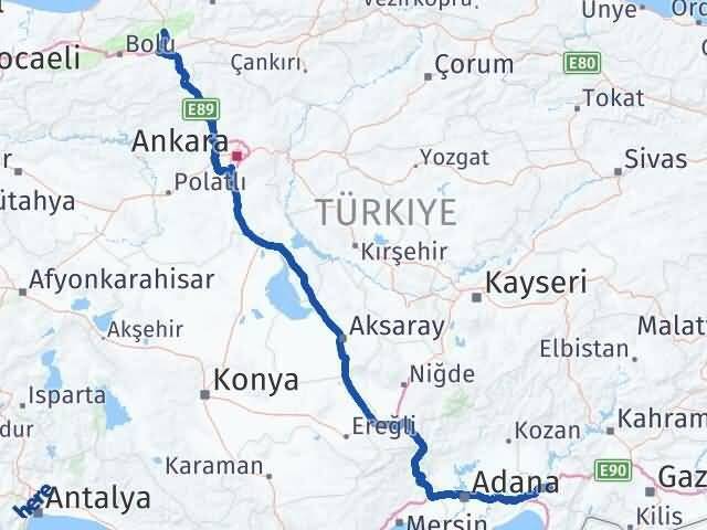 Osmaniye Mengen Bolu Arası Kaç Km - Yol Haritası