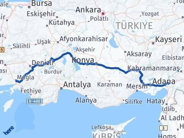 Osmaniye Menteşe Muğla Arası Kaç Km - Yol Haritası
