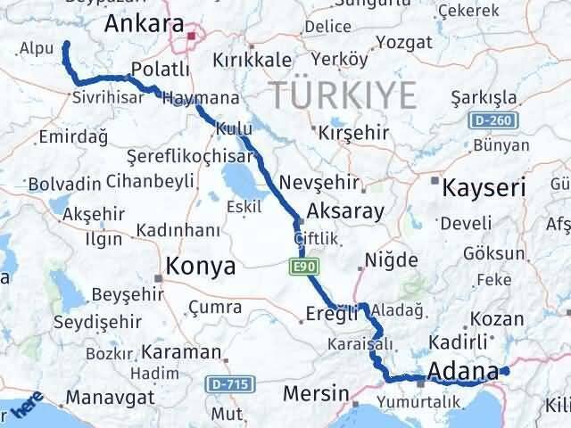 Osmaniye Mihalıççık Eskişehir Arası Kaç Km - Yol Haritası