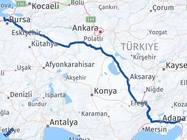 Osmaniye Mudanya Bursa Arası Kaç Km - Yol Haritası