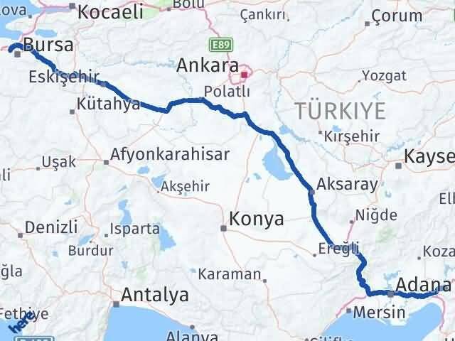 Osmaniye Nilüfer Bursa Arası Kaç Km - Yol Haritası