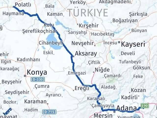 Osmaniye Polatlı Ankara Arası Kaç Km - Yol Haritası