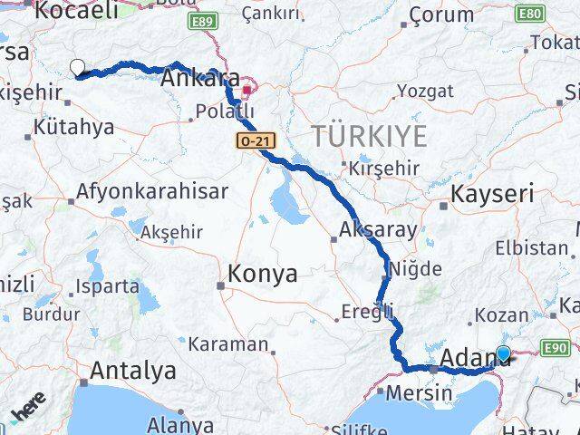 Osmaniye Sarıcakaya Eskişehir Arası Kaç Km - Yol Haritası