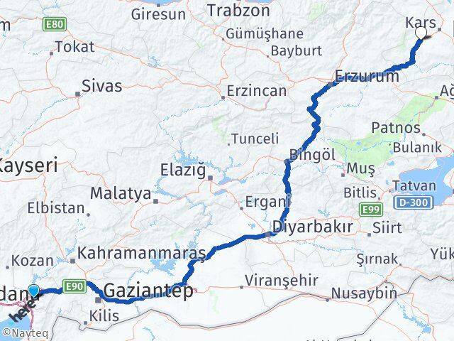 Osmaniye Selim Kars Arası Kaç Km - Yol Haritası