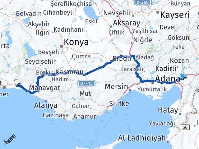 Osmaniye Serik Antalya Arası Kaç Km - Yol Haritası
