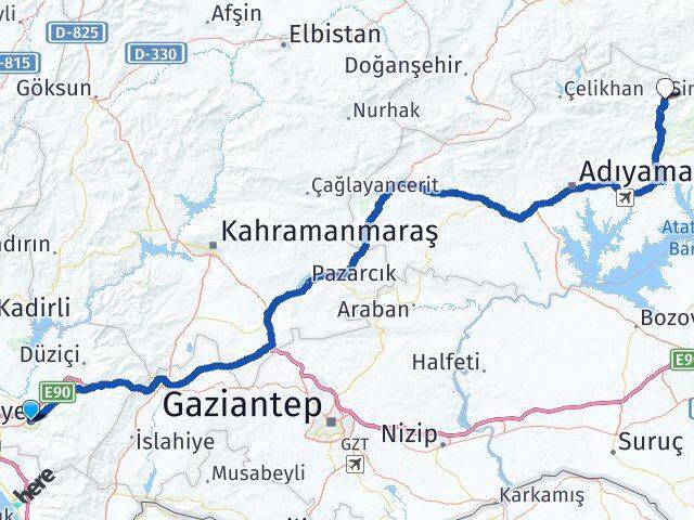 Osmaniye Sincik Adıyaman Arası Kaç Km - Yol Haritası