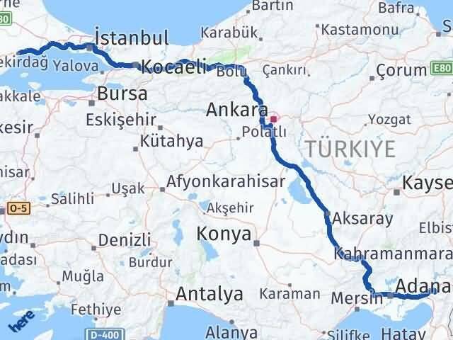 Osmaniye Süleymanpaşa Tekirdağ Arası Kaç Km - Yol Haritası