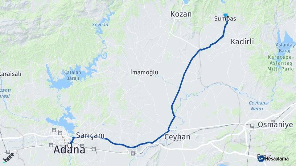 Osmaniye Sumbas Adana Arası Kaç Km - Yol Haritası