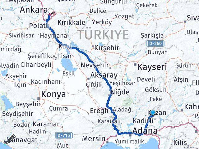 Osmaniye Sumbas Ankara Arası Kaç Km - Yol Haritası