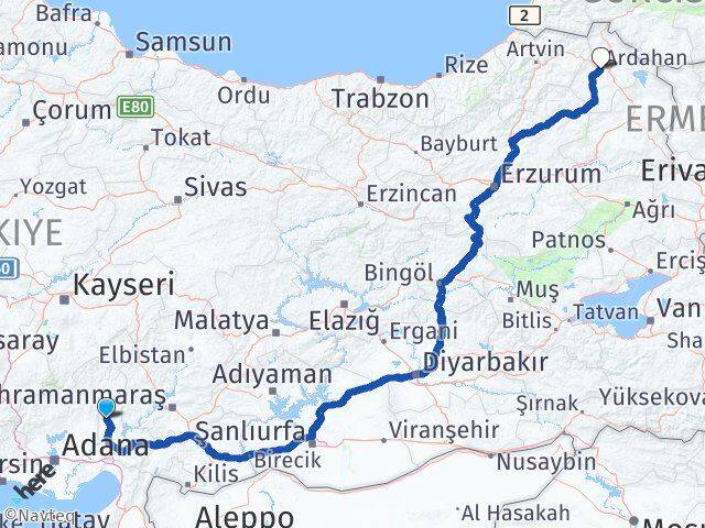 Osmaniye Sumbas Ardahan Arası Kaç Km - Yol Haritası