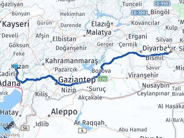 Osmaniye Sumbas Batman Arası Kaç Km - Yol Haritası