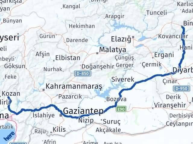 Osmaniye Sumbas Bingöl Arası Kaç Km - Yol Haritası