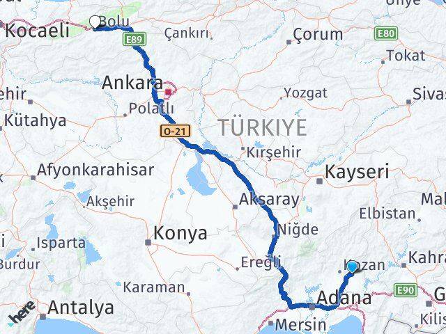 Osmaniye Sumbas Bolu Arası Kaç Km - Yol Haritası