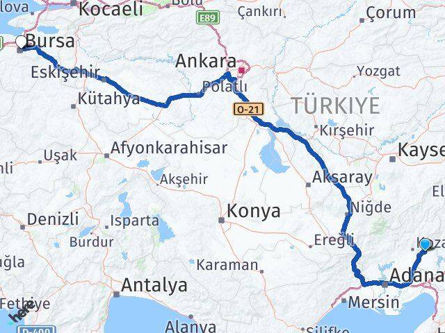 Osmaniye Sumbas Bursa Arası Kaç Km - Yol Haritası