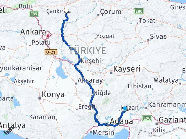 Osmaniye Sumbas Çankırı Arası Kaç Km - Yol Haritası
