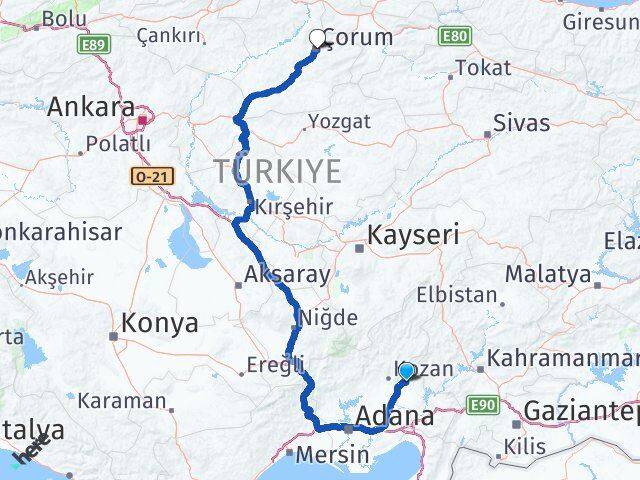 Osmaniye Sumbas Çorum Arası Kaç Km - Yol Haritası