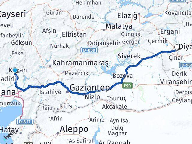 Osmaniye Sumbas Diyarbakır Arası Kaç Km - Yol Haritası