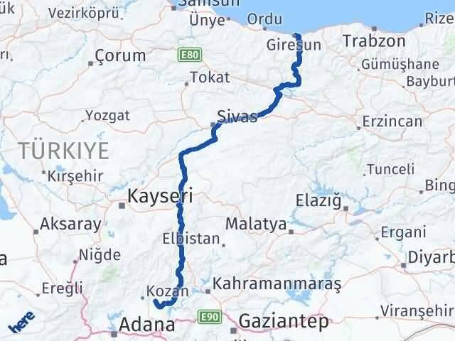 Osmaniye Sumbas Giresun Arası Kaç Km - Yol Haritası