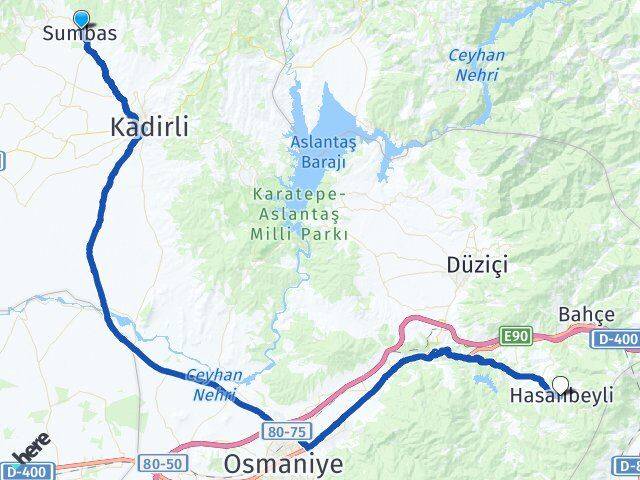 Osmaniye Sumbas Hasanbeyli Arası Kaç Km - Yol Haritası