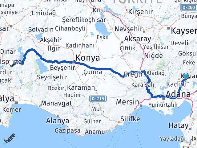 Osmaniye Sumbas Isparta Arası Kaç Km - Yol Haritası