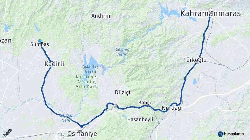 Osmaniye Sumbas Kahramanmaraş Arası Kaç Km - Yol Haritası