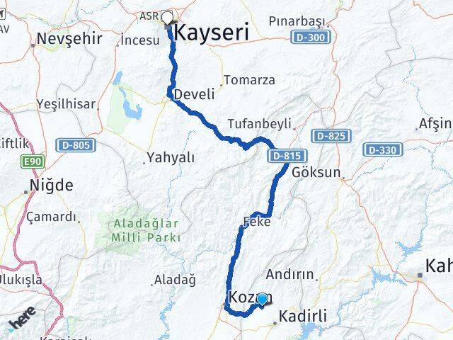 Osmaniye Sumbas Kayseri Arası Kaç Km - Yol Haritası