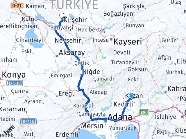 Osmaniye Sumbas Kırşehir Arası Kaç Km - Yol Haritası