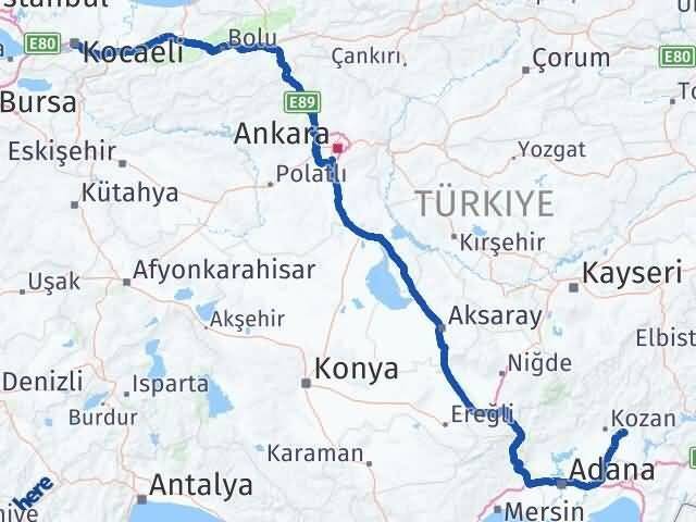 Osmaniye Sumbas Kocaeli Arası Kaç Km - Yol Haritası