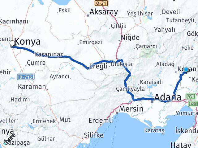 Osmaniye Sumbas Konya Arası Kaç Km - Yol Haritası