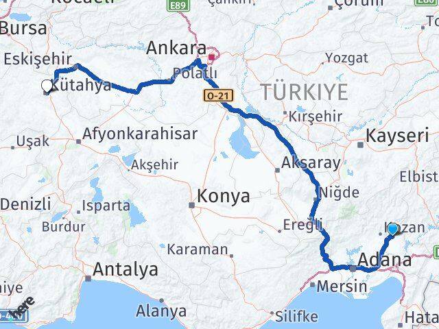 Osmaniye Sumbas Kütahya Arası Kaç Km - Yol Haritası