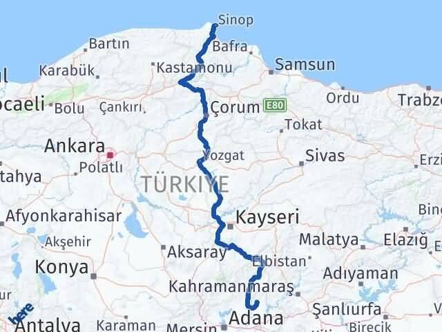 Osmaniye Sumbas Sinop Arası Kaç Km - Yol Haritası