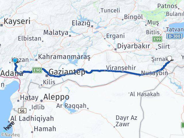 Osmaniye Sumbas Şırnak Arası Kaç Km - Yol Haritası