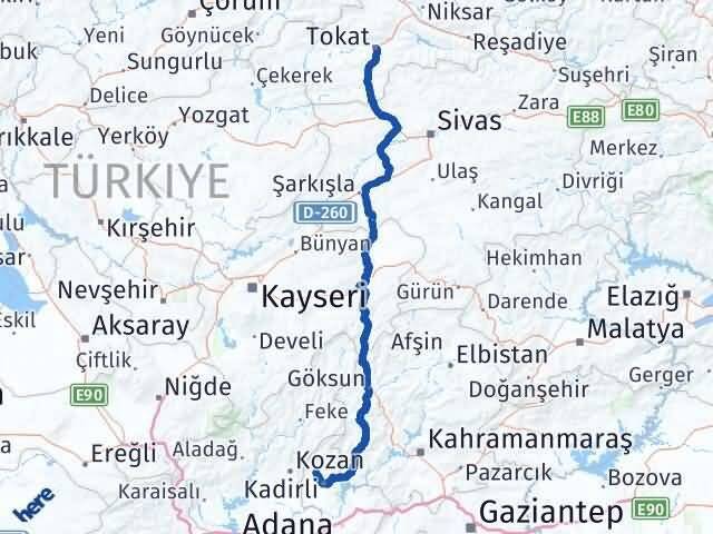 Osmaniye Sumbas Tokat Arası Kaç Km - Yol Haritası
