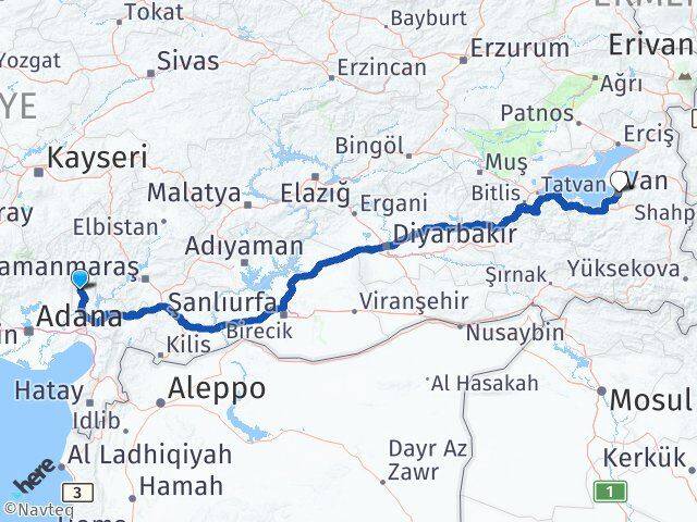 Osmaniye Sumbas Van Arası Kaç Km - Yol Haritası