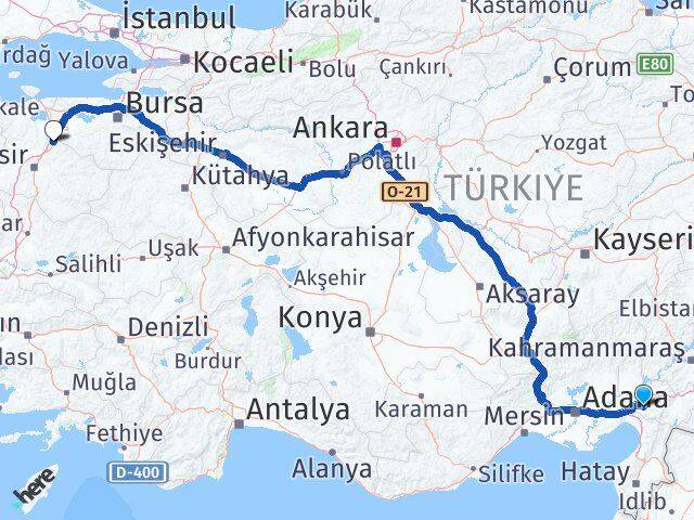 Osmaniye Susurluk Balıkesir Arası Kaç Km - Yol Haritası