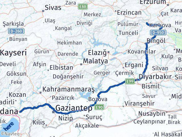 Osmaniye Yedisu Bingöl Arası Kaç Km - Yol Haritası