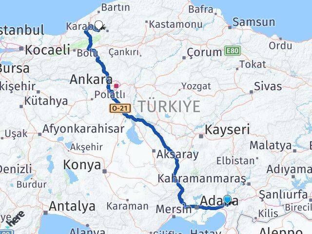 Osmaniye Yenice Karabük Arası Kaç Km - Yol Haritası