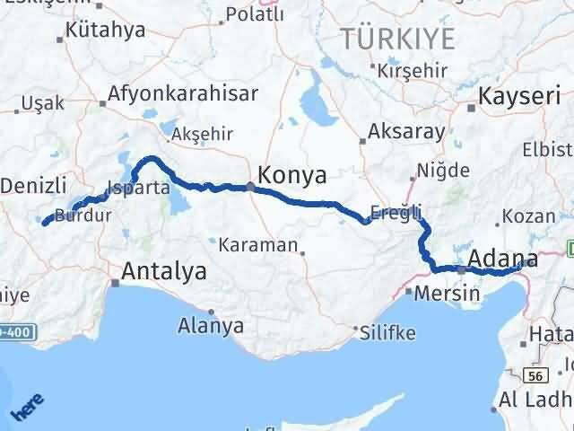 Osmaniye Yeşilova Burdur Arası Kaç Km - Yol Haritası