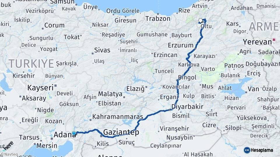 Osmaniye Yusufeli Artvin Arası Kaç Km - Yol Haritası