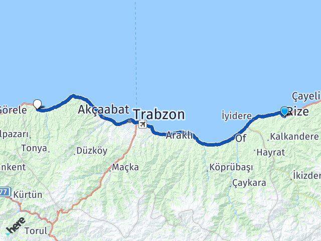 Rize Beşikdüzü Trabzon Arası Kaç Km - Yol Haritası