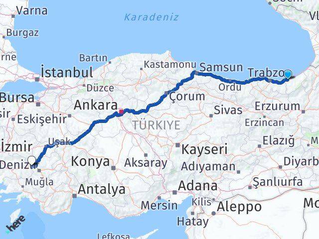 Rize Buharkent Aydın Arası Kaç Km - Yol Haritası