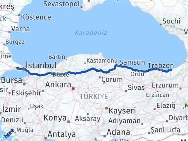 Rize Çatalca İstanbul Arası Kaç Km - Yol Haritası