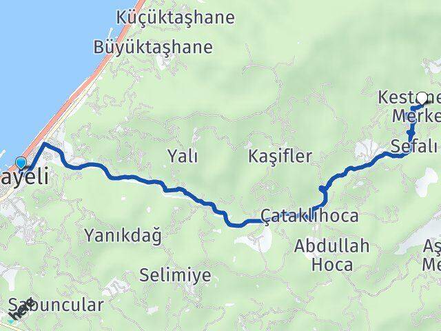 Rize Çayeli Kestanelik Çayeli Arası Kaç Km - Yol Haritası
