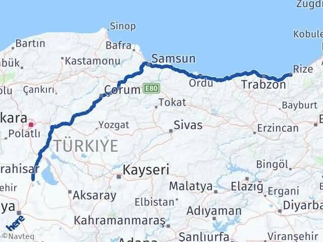 Rize Cihanbeyli Konya Arası Kaç Km - Yol Haritası