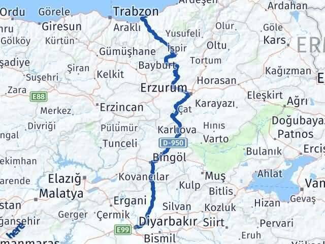 Rize Derepazarı Diyarbakır Arası Kaç Km - Yol Haritası
