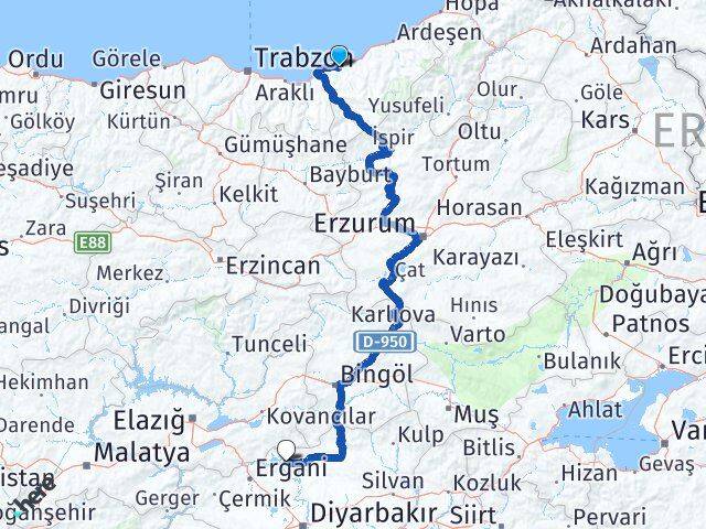 Rize Dicle Diyarbakır Arası Kaç Km - Yol Haritası
