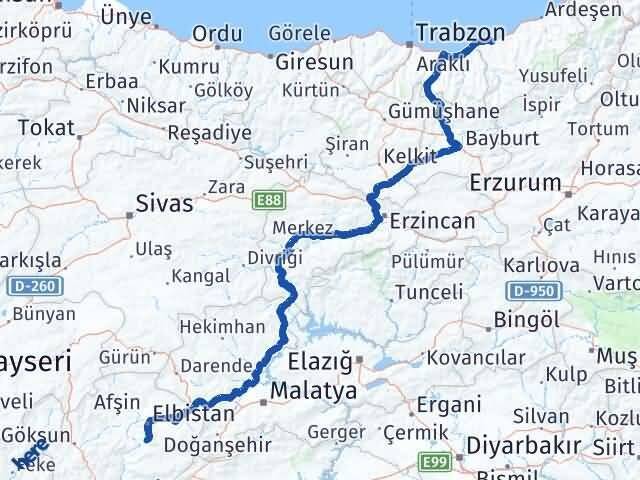 Rize Ekinözü Maraş Arası Kaç Saat? Yol Haritası, Yakıt, Rota ve Mesafe Hesaplama Rize Ekinözü Maraş Arası Kaç Km? Kaç Saat? Yol Haritası