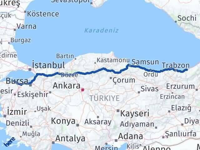 Rize Erdek Balıkesir Arası Kaç Km - Yol Haritası